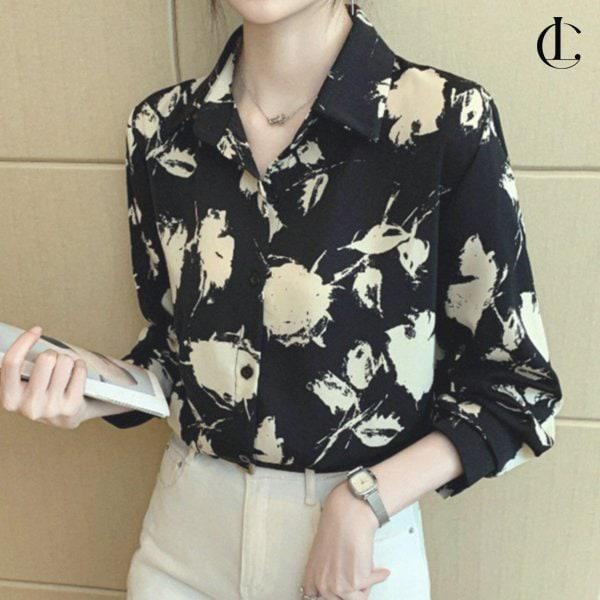 女性用シャツ 花柄 シフォンブラウス LYT163_P359394245