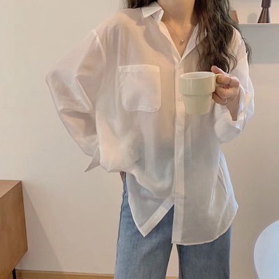長袖シアーシャツ トップス ブラウス 袖あり 長袖 襟付き 前開き 透け感 綿 かわいい 大人可愛い きれいめ シンプル カジュアル 大人 上品 おしゃれ お洒落 大人可愛い 大人女子 こなれ感