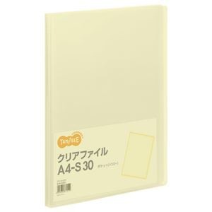 （まとめ） TANOSEE クリアファイル A4タテ 30ポケット 背幅17mm イエロー 1冊 30セット