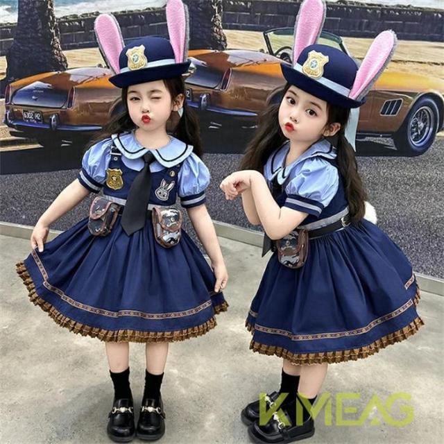 送料無料 ハロウィン衣装 キッズ ポリス 衣装 ポリスコスチューム 半袖 キッズ 女の子 コスプレ 衣装 仮装 コスプレ衣装 ハロウィン コスチューム なりきり ジュニア ワンピース ジュディ 可愛い
