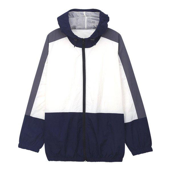 ウィンドブレーカー SHT010 2COLOR メンズ ウィンドブレーカー ルーズフィット フード付きジップアップ アウター