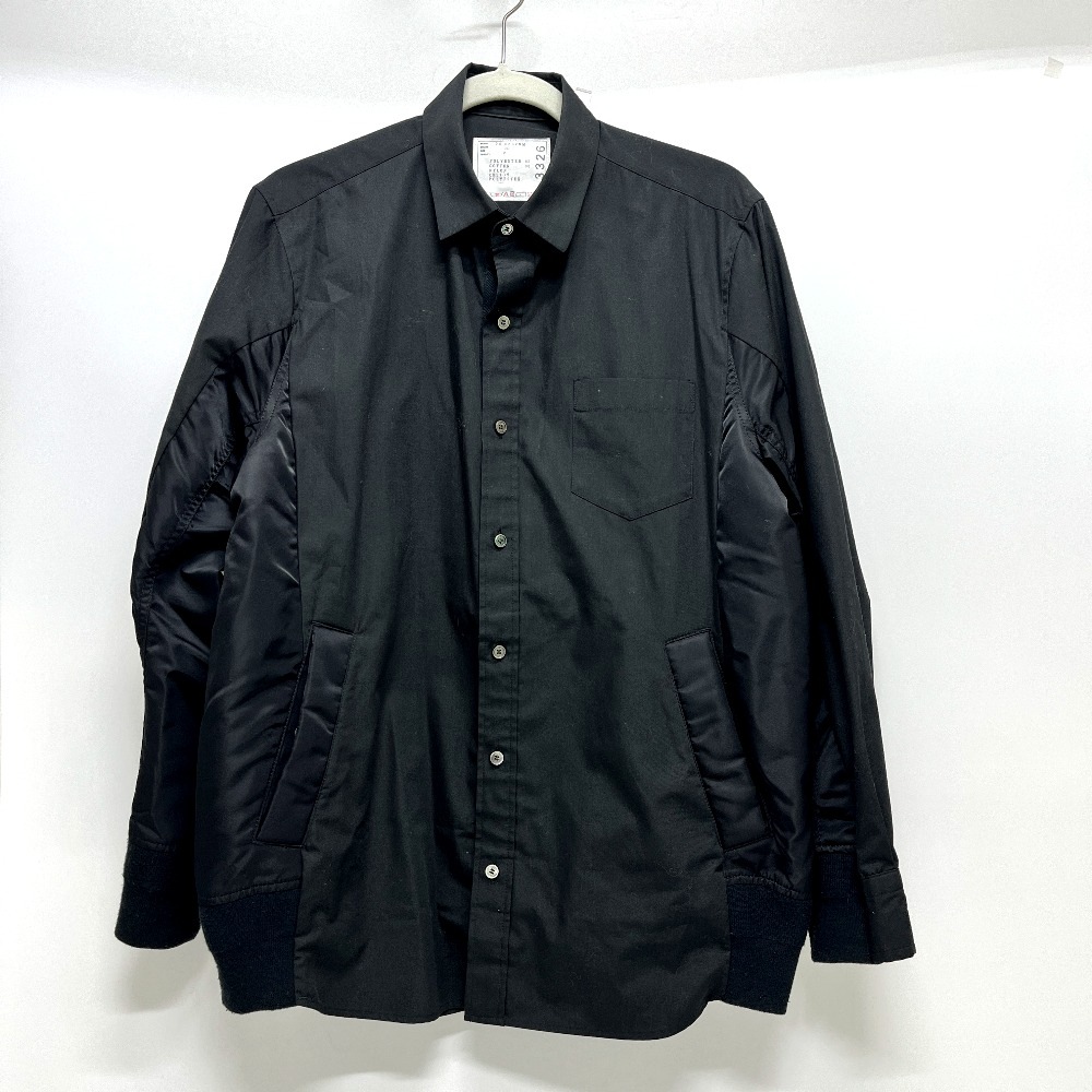 Sacai サカイ 長袖シャツ 24-03326M COTTON OXFORD NYLON TWILL SHIRT 2024年春夏 トップス シャツ 長袖 アパレル コットン ブラック
