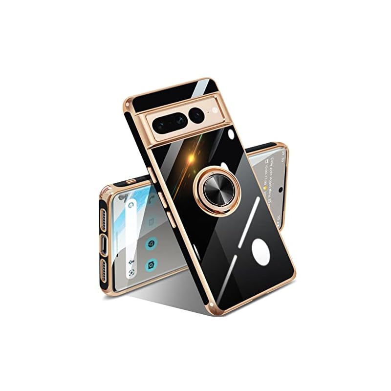 Google Pixel 7 Pro ケース リング付き リング 米軍MIL規格 人気 耐衝撃 ピクセル7 Pro カバー 携帯カバー TPU 軽量 スタンド機能 車載ホルダー対応 360回転 指紋