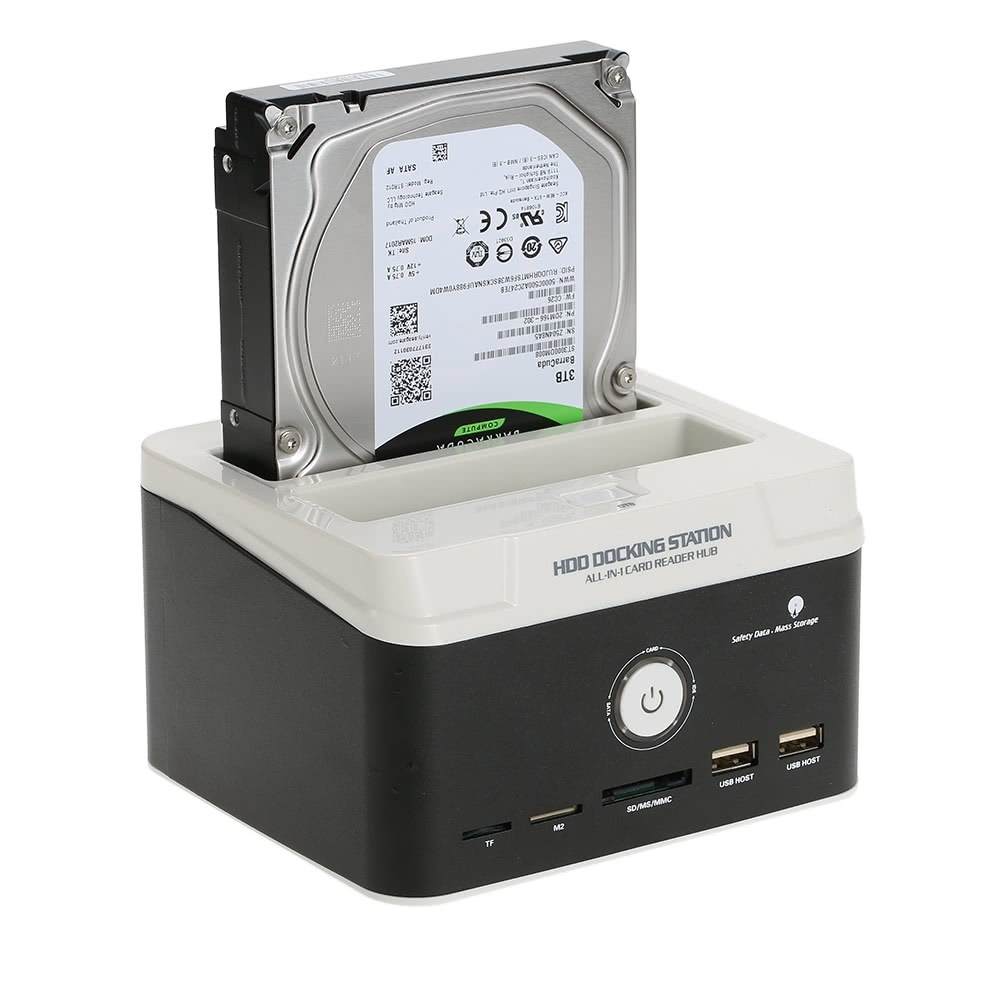 多機能2.5インチ/ 3.5インチUSB 2.0 - SATA IDE外付けHDDハードドライブドッキングステーションカードリーダーUSB 2.0ハブOTBワンタッチバックアップUS Plug