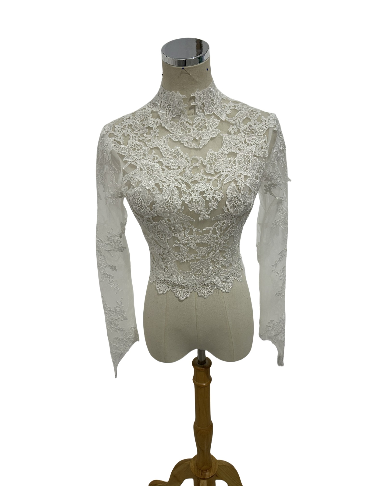 ボレロ 長袖 ハイネック 可憐な花刺繍のトップス ウエディングドレス