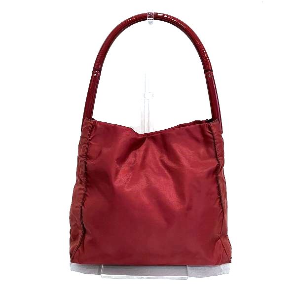 プラダ ワンハンドル レッド ナイロン バッグ ハンドバッグ トートバッグ レディース 【中古】