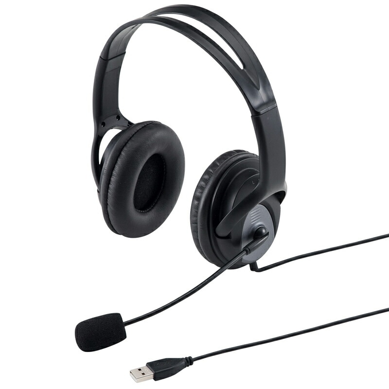 （まとめ買い）USBヘッドセット ブラック MM-HSUSB17BK [x3]