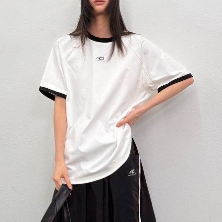 トップス カットソー Tシャツ 半袖 ラウンドネック プルオーバー ミディアム丈 可愛い かわいい 大人可愛い きれいめ シンプル 上品 おしゃれ かっこいい カジュアル こなれ感 個性的 主役級