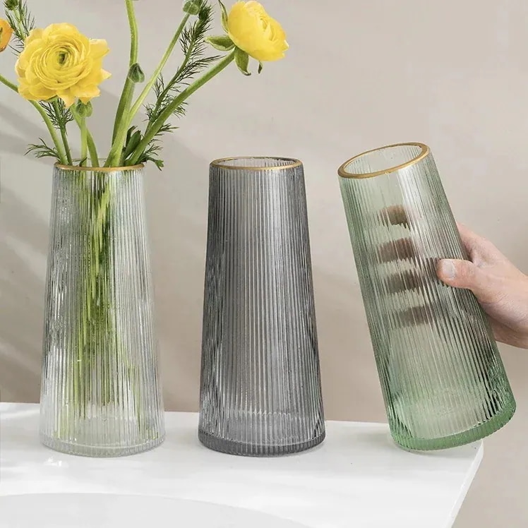 【20点セット】急速出荷軽贅沢網紅蒔絵花瓶透明ガラスリビング飾り北水養生け花創意簡約花器76