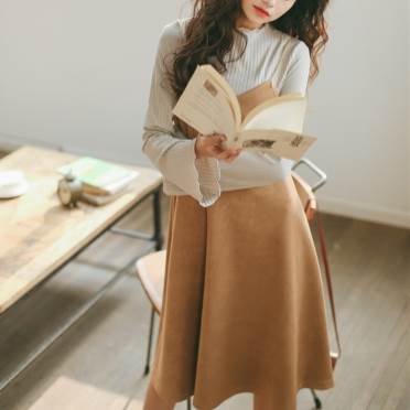 2way スリップワンピース フリル袖 ニット トップス ワンピース セットアップ カットソー ニットソー ジャンパースカート ジャンスカ ミニ ミニ丈 膝上 袖あり 長袖 Uネック セミフレア 前開