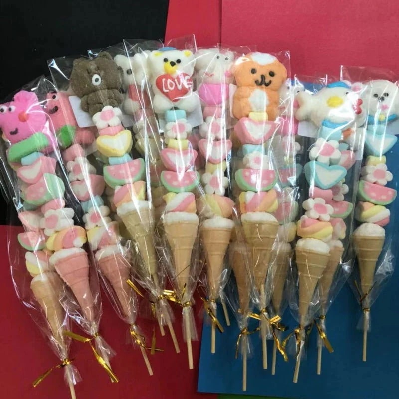 60/120Pcs 30g 串スティックとマシュマロ漫画ミックスひょうたんスナック キャンディ ケーキ ベーカリー ショップ 誕生日プレゼント