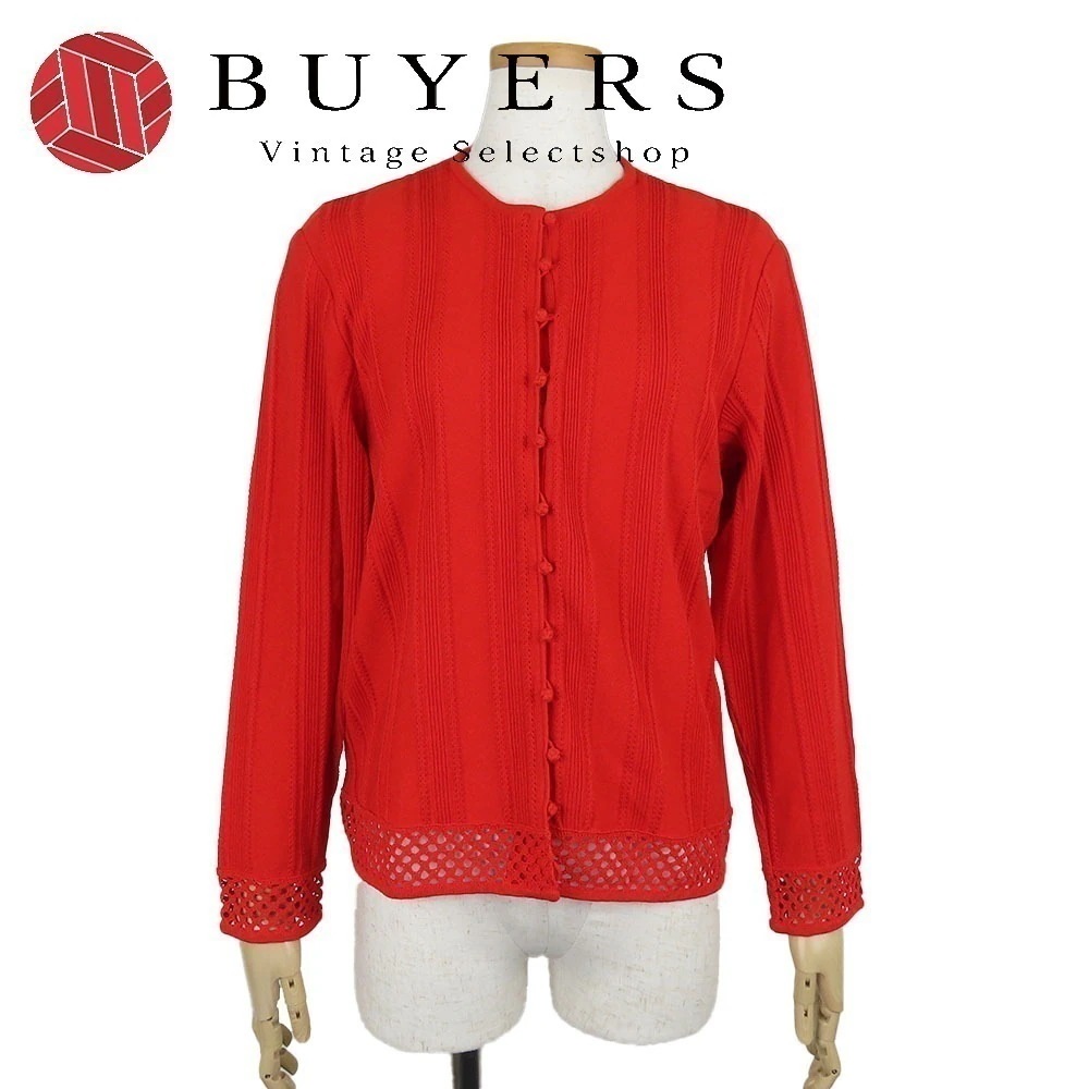 中古 カーディガン M コットン レーヨン レッド ニット アパレル レディース 女性