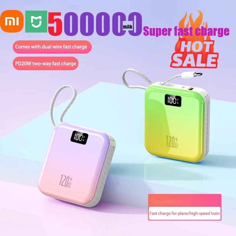 2 in 1ポータブルバッテリー充電器Xiaomi-120W 大容量50000mah 急速充電 iPhone Samsung Huawei用