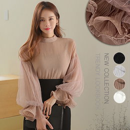 韓国ファッション2019春新作/Tシャツツ ブラウス 長袖 レースレースレディース フリル ホワイト 大きいサイズ スタンドカラー かわいい ビジネス カジュアル