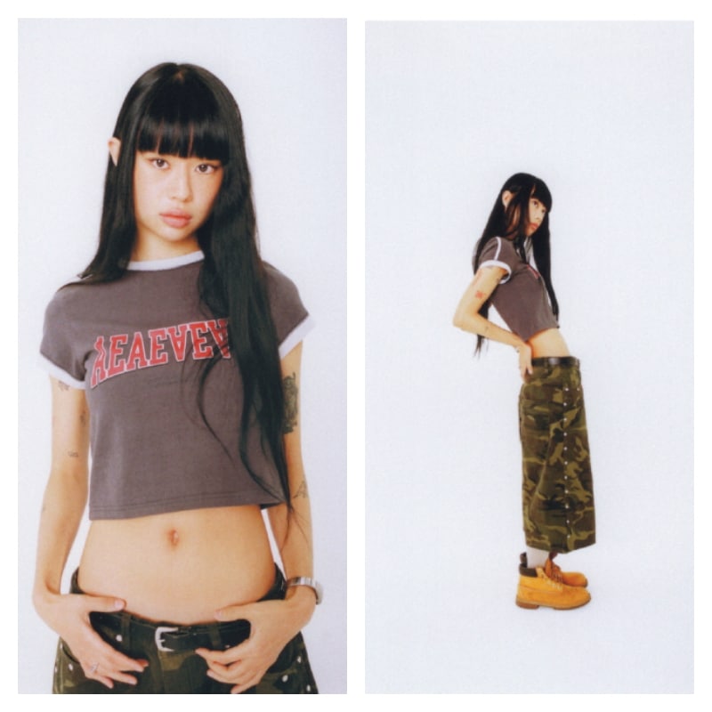 【aeae】 BOXER LOGO CROP T-SHIRTS : CHARCOAL