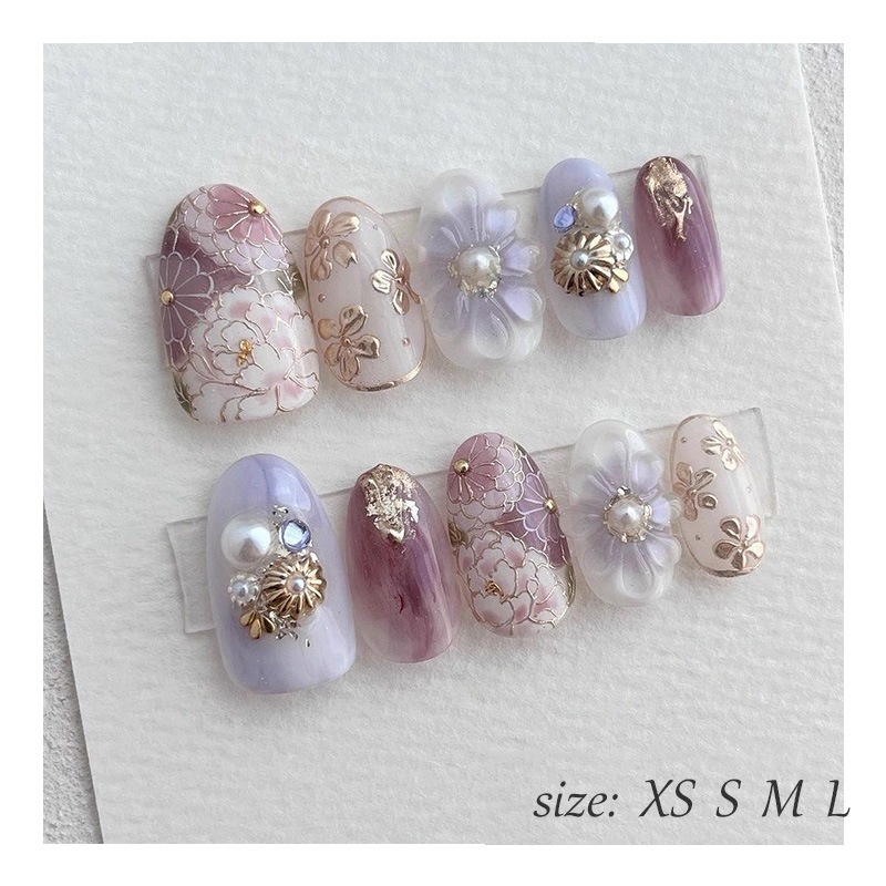 ネイルチップ 手作りネイルチップ 和風ネイルチップ 桜 菊 波 金継ぎ 蒔絵 京都 オーダーメイドネイル ハンドペイントネイル 【手作りネイル】オーダーメイド手作り ジェルネイル ネイルシール セルフ