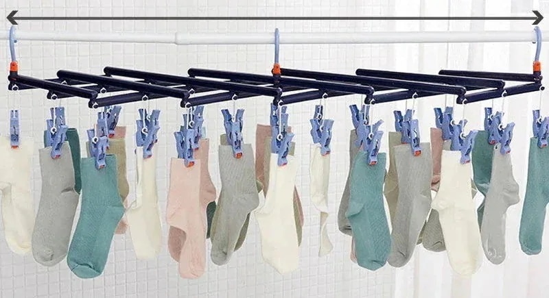 引っ張るだけ 洗濯バサミ ひっぱるだけ 省スペース 下げ ベランダ ピンチハンガー ラック タオル ハンガー 伸びる 伸縮 収納 洗濯 吊り 引っ張る バスタオル 29ピンチ 部屋干し 物干し ピンチ