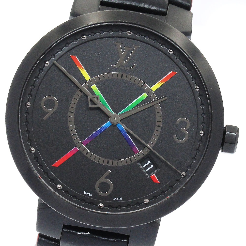 ルイ・ヴィトン LOUIS VUITTON QA113 タンブールスリム レインボー クォーツ メンズ _885232【中古】