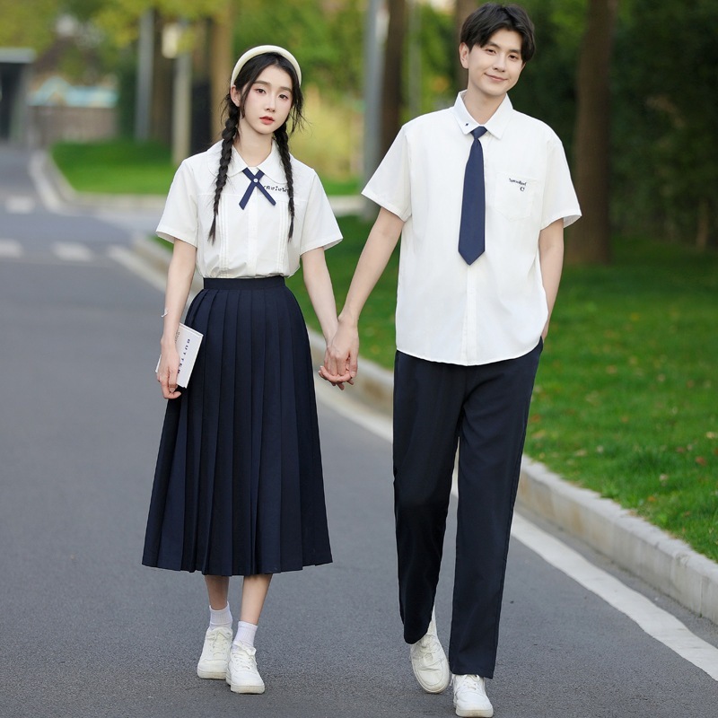 【1つ買うと10つ無料】夏のカッ衣装大学スタイルの短袖の中学生と高校生のシャツセットjkパフォーマンスコーラスクラスのユニフォーム卒業シーズンタイド