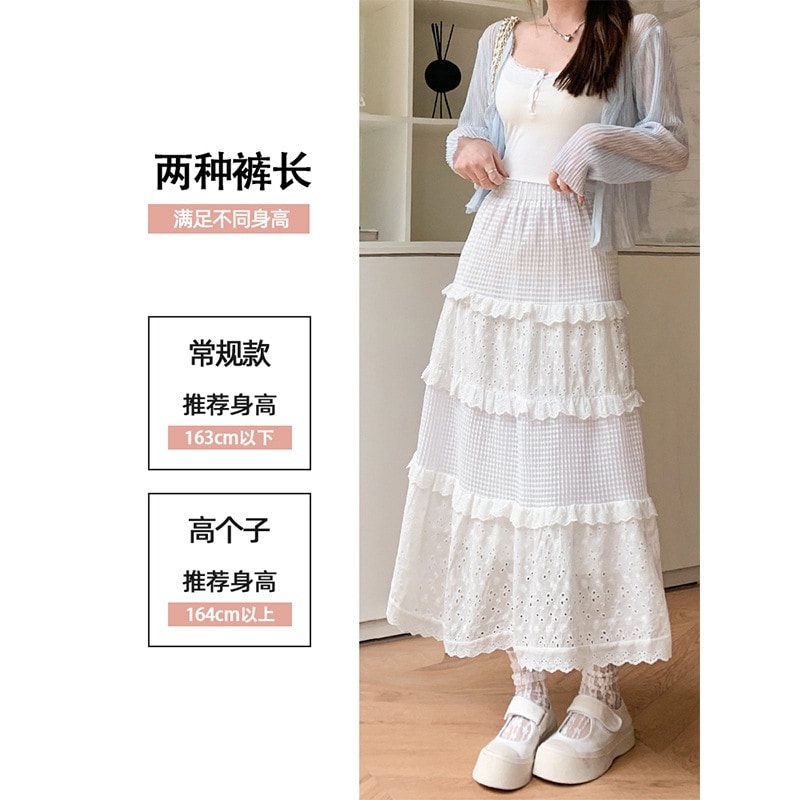 【1つ買うと10つ無料】ホワイトケーキスカート女性のスカートスカート春と秋2025年2025年のハイウエスト ラインバレエスタイル