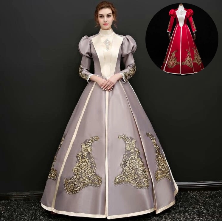 高級感 ヨーロッパ風ドレス 貴族ドレス お姫様ドレス パーティードレス ハロウィン クリスマス ロングドレス 演劇 文化祭 ステージ衣装 宮廷ドレス 貴婦人ドレス 可愛い 華やか 撮影 学園祭 ドレス