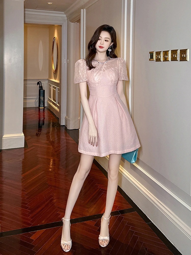 【3日で出荷】夏新品 ピンク ショート ドレス パーティー キャバ 大人 同窓会 披露宴 卒業式 結婚式 演奏会 ウェディング 二次会 メガ割