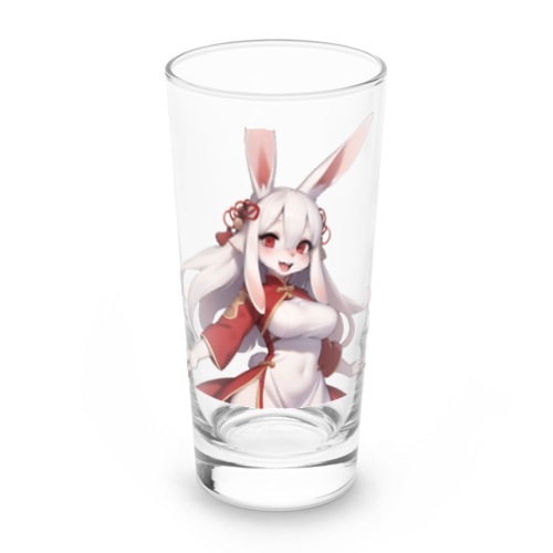 【文字入れ可能受注生産】白うさぎの女の子　ジェニファー　チャイナドレス　ケモナー ロンググラス