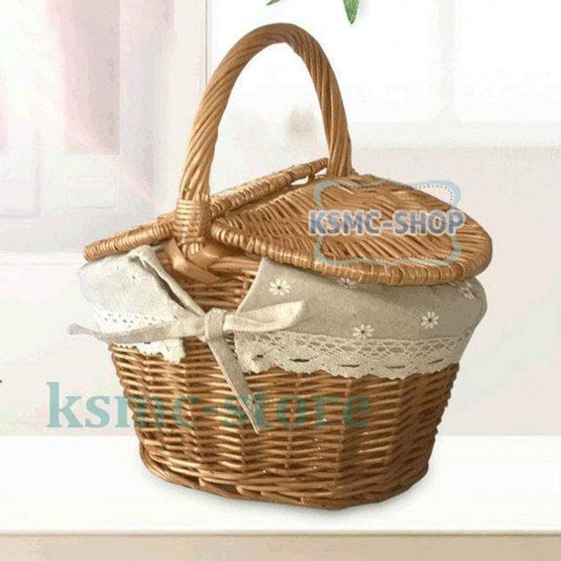 激壳れ商品 カゴバスケット バスケット ふた付き ピクニック ピクニックバスケット かごバッグバッグ ふたつき 蓋付き 北欧 おしゃれ 持ち手 カゴ 蓋つき