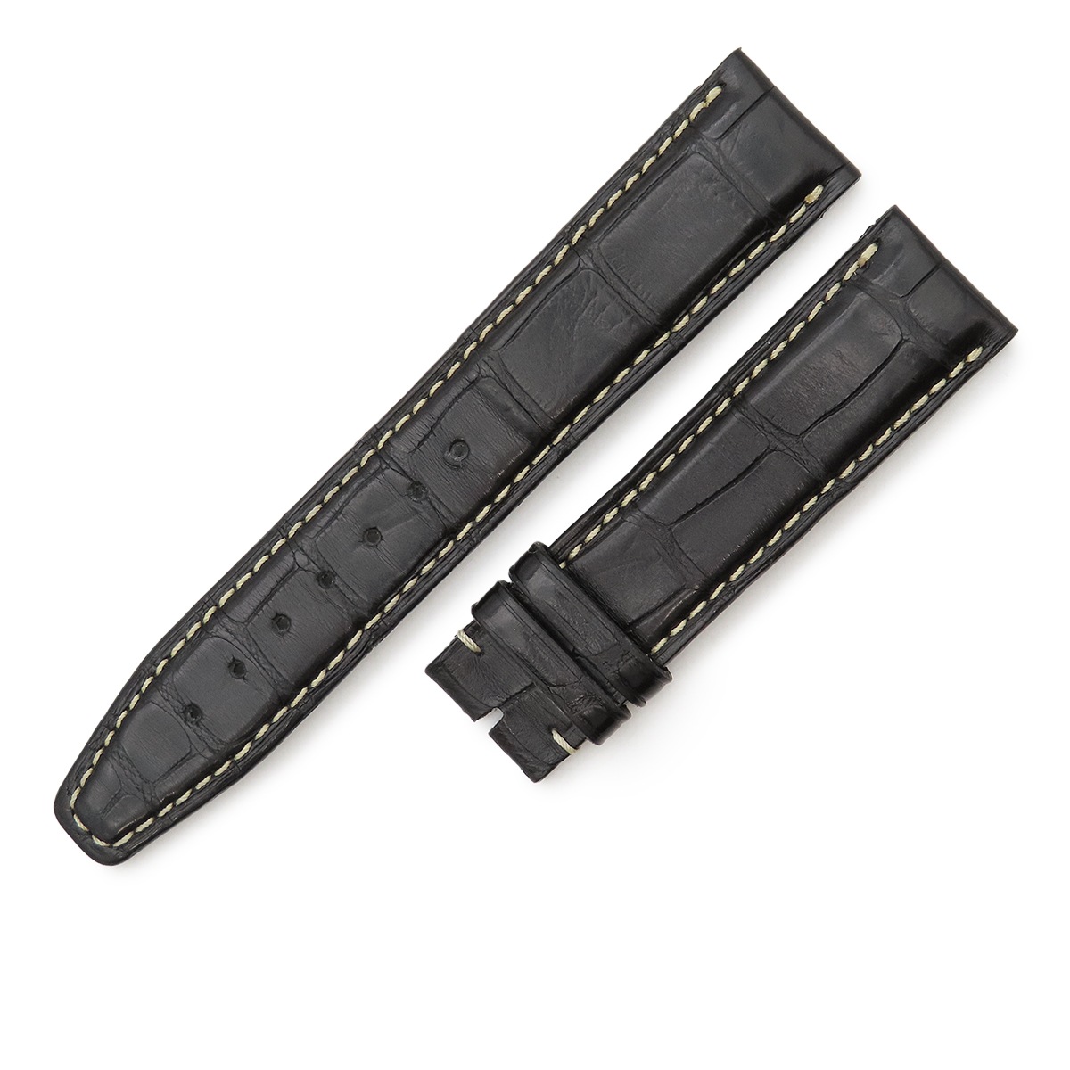 メンズ 純正 替え クロコ バンド レザー ベルト ストラップ 20mm ブラック 黒