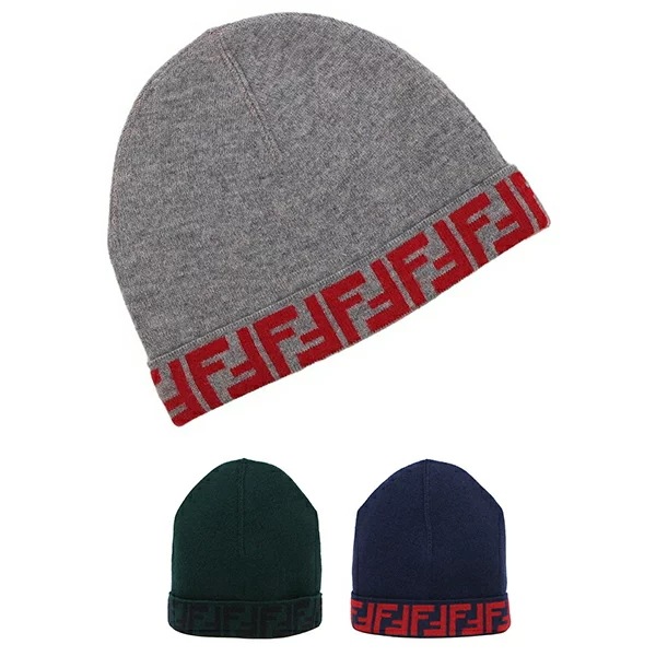 ニット帽 ビーニー FF柄 ズッカ柄 グレー キッズ JUP063 AO29 F0WZ4 GRIGIO