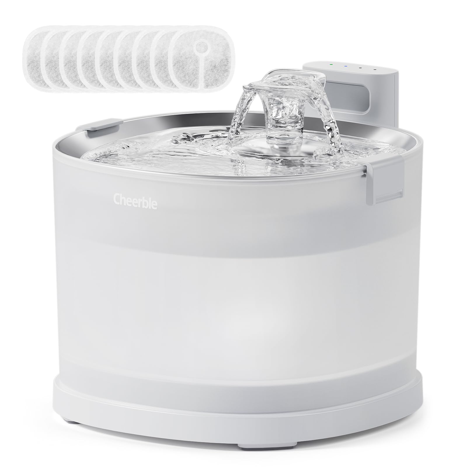 Cheerble 猫自動給水器 水飲み器 ポンプレス磁力給水 コードレス 100%漏電なし スマートセンサー感知 楽々洗浄 組み立て簡単 2つの給水モード 大容量2L 静音 フィルター付き (給水器&