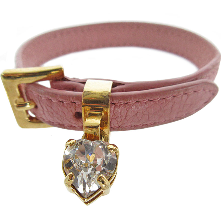 ミュウミュウ MIUMIU ブレスレット レザー/メタル ピンク レディース k0062a