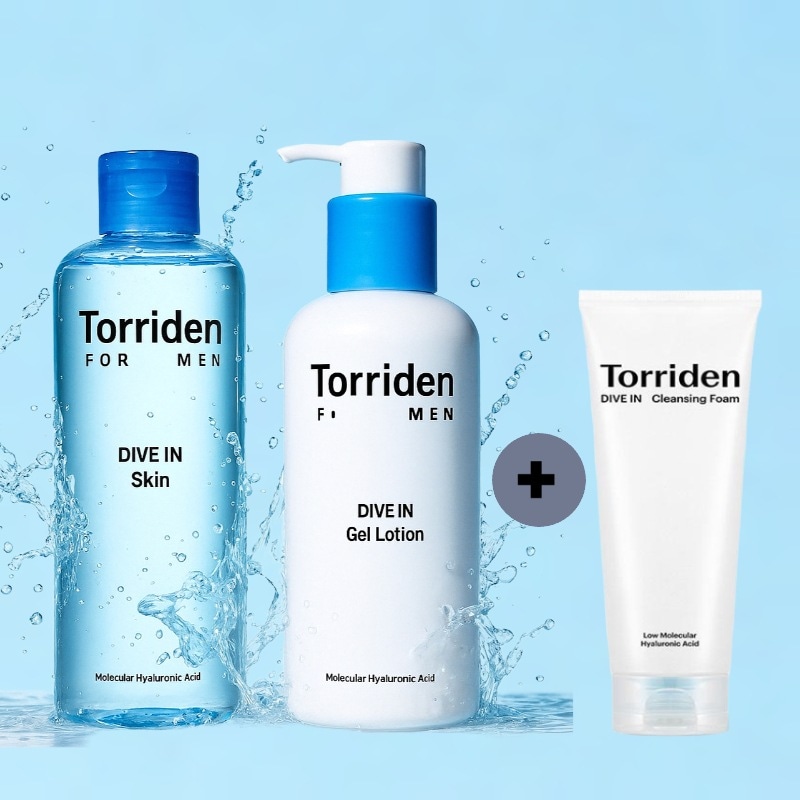 「男性用低分子ヒアルロン酸スキン＆ジェルローションセットさっぱりとした保湿ケア」+ダイブイン 低分子ヒアルロン酸 クレンジングフォーム 150ml