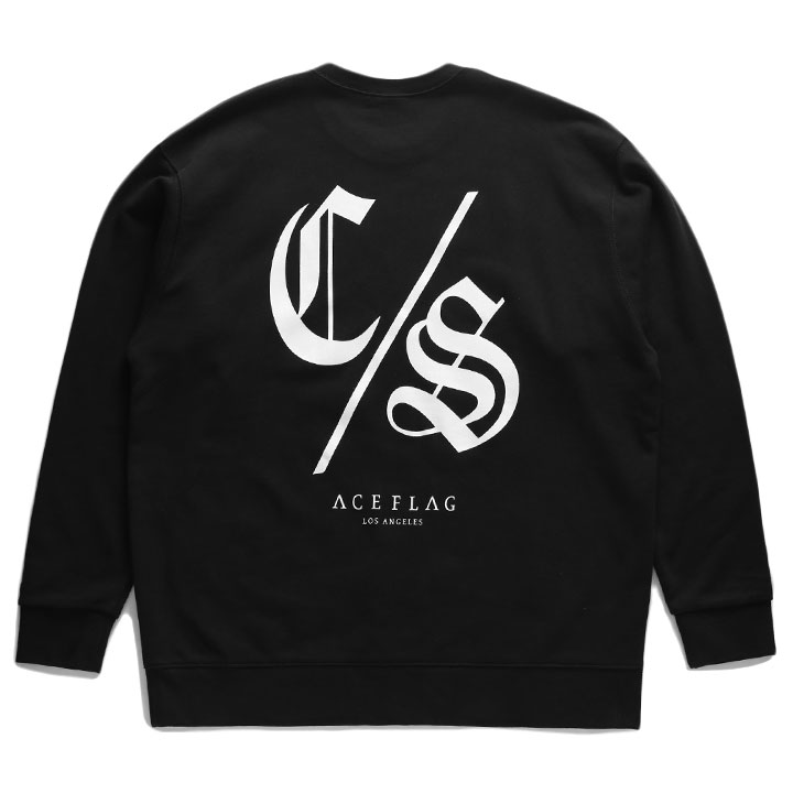 ACE FLAG トレーナー ブランド 長袖 スウェット 裏パイル メンズ 黒 大きいサイズ エースフラッグ おしゃれ チカーノ CSロゴ コンサフォス ビッグシルエット