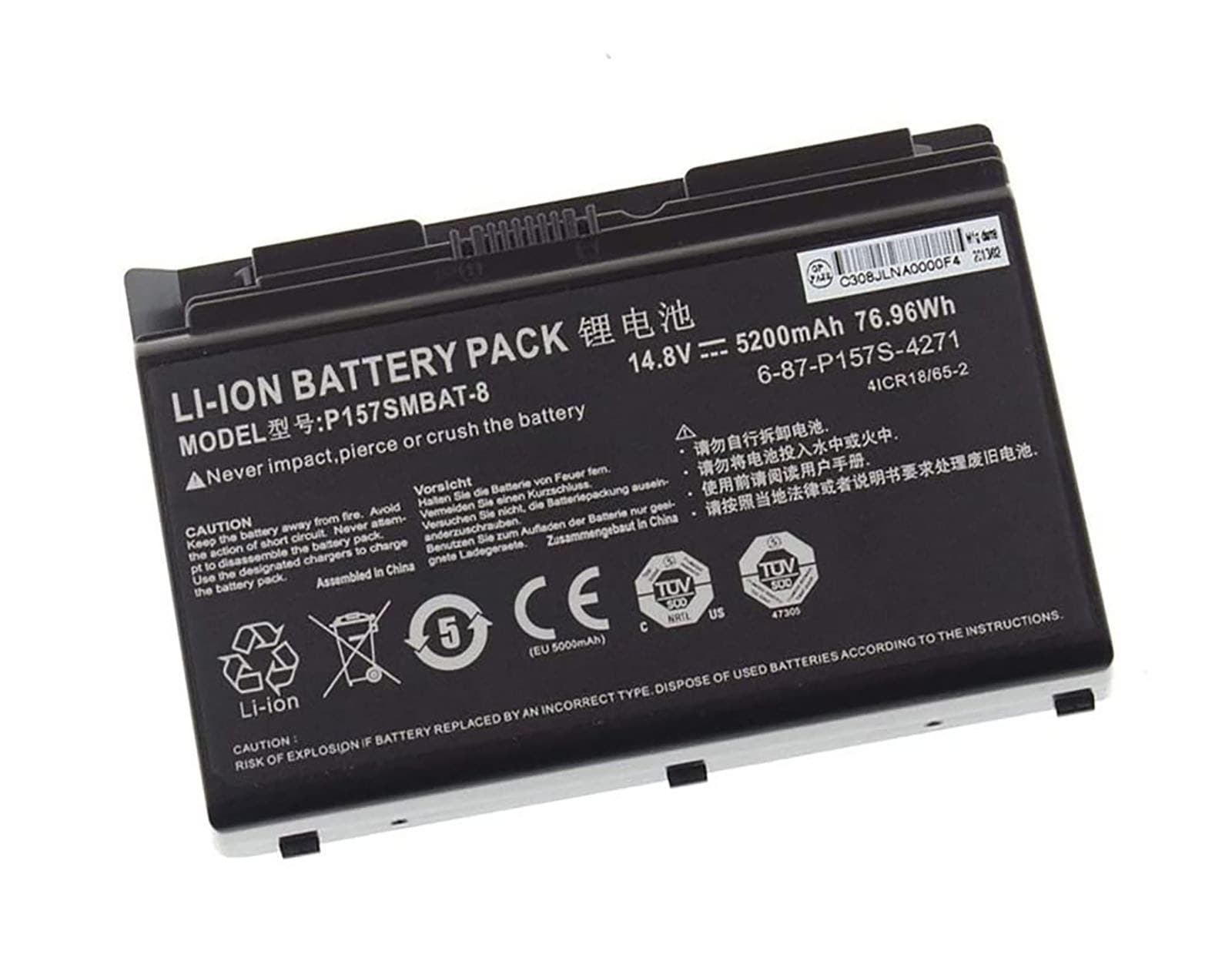 P157SMBAT-8 電池・Clevoノートパソコン互換 76.96Wh/5200mAh P157SM P177SM-A P177SMA 6-87-P157S-4271 P157SMBAT-8 交換