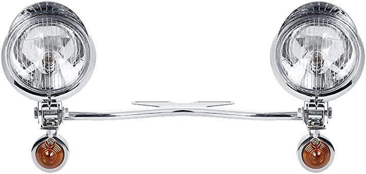 汎用 ヘッドライト フォグランプ アメリカン ヤマハ ドラックスター ホンダ シャドウ VTX YAMAHA DragStar HONDA Shadow バイク 防水(シルバー)