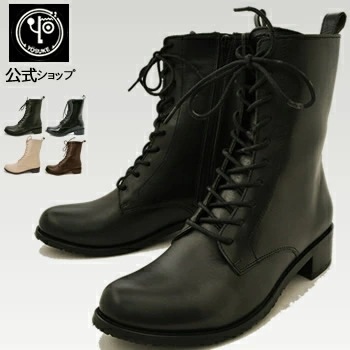 ヨースケ レースアップブーツ レディース 本革 ショートブーツ 歩きやすい ローヒール
