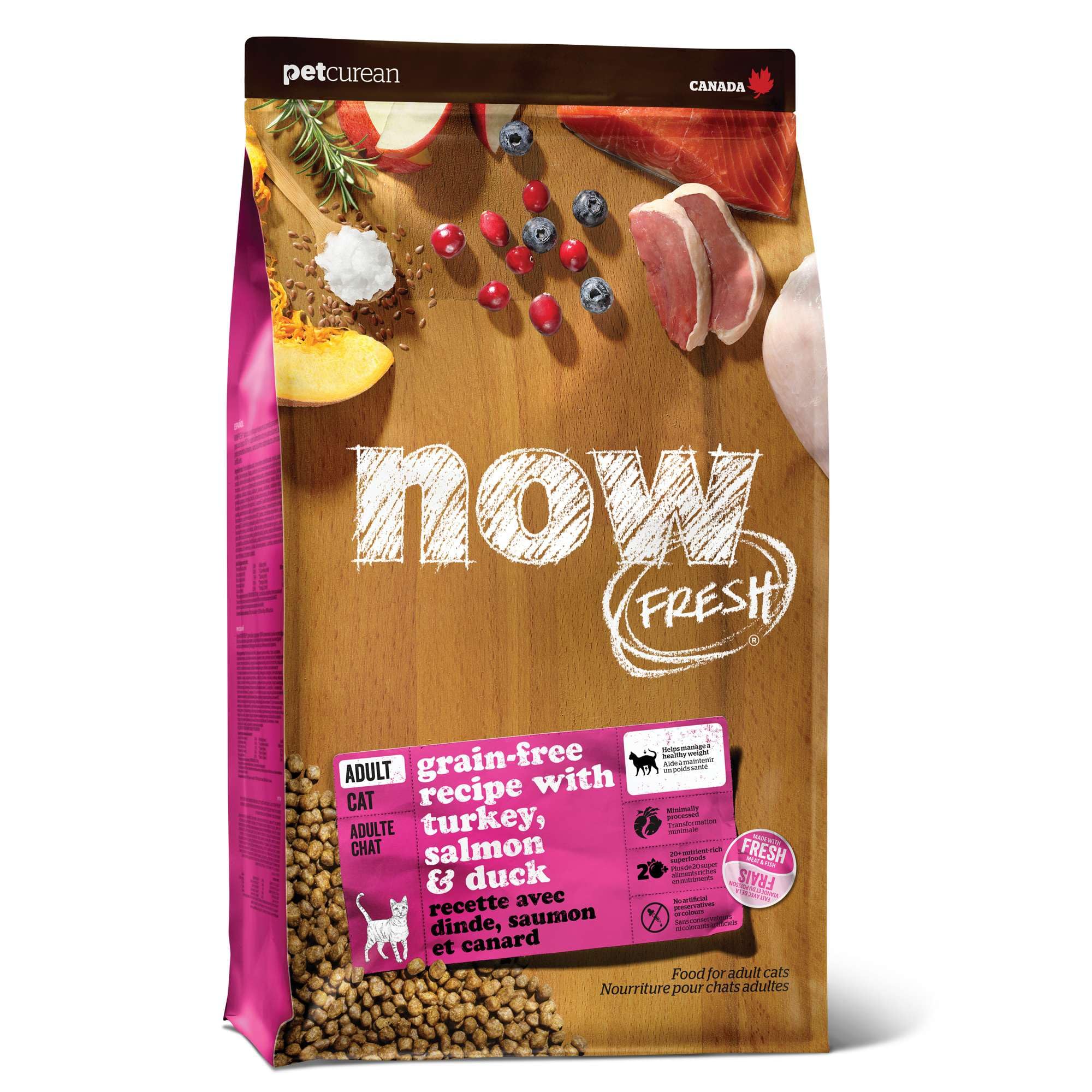 【新鮮な生肉・野菜・フルーツたっぷり!】 ナウフレッシュ 成猫用 丸粒 3.63kg キャットフード (ターキー＆サーモン＆ダック) アダルト グレインフリー ミールフリー NOW FRESH