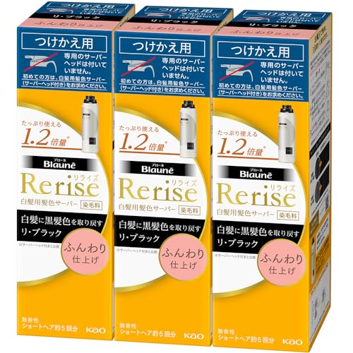 リライズ 【3点セット】白髪用髪色サーバー リ・ブラック (自然な黒さ) ふんわり仕上げ つけかえ190ｇ×3個