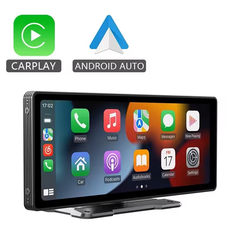 10.26インチ 車載ミラー型マルチメディアビデオプレーヤー ワイヤレスCarPlay & Android Auto対応 Bluetooth/AUX/USB接続 音声操作 ナビ・音楽・メッセージ表示