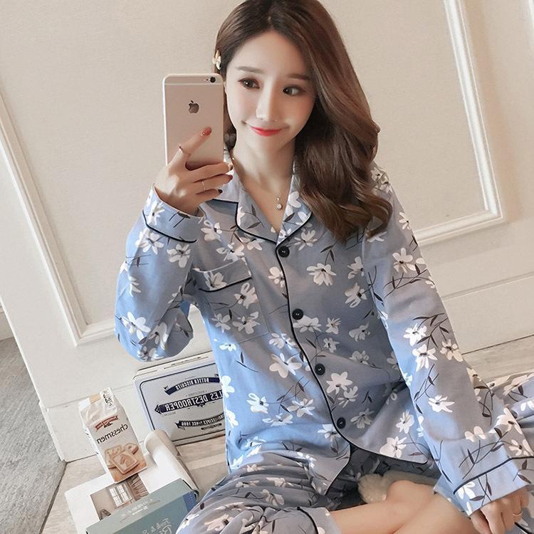 2点パジャマレディースパジャマ前開き花柄上下セット長袖シャツロングパンッ女性　パジャマルームウェア可愛い寝巻き部屋着作
