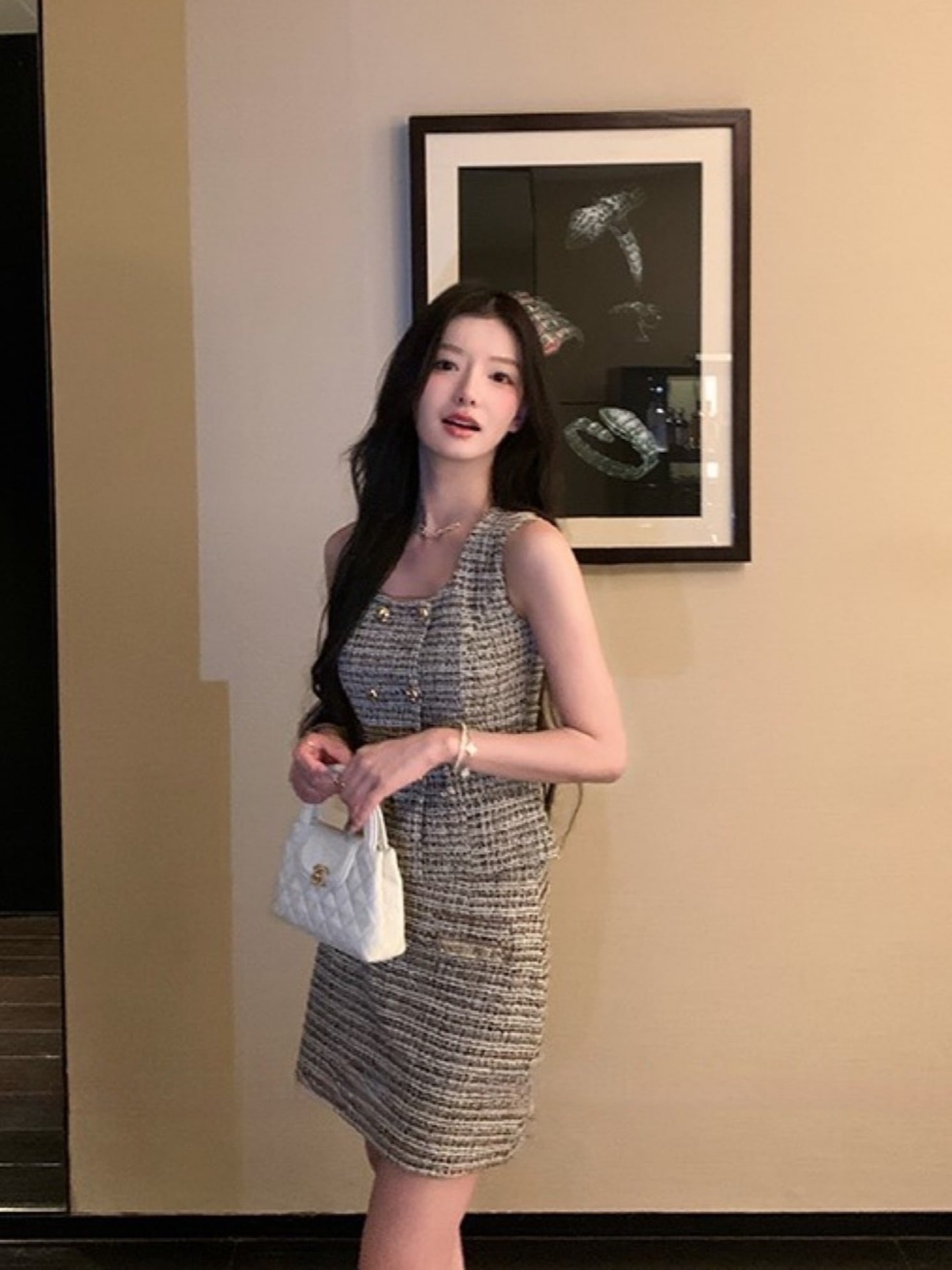 アデリンノースリーブツイードジャケットセットアップ