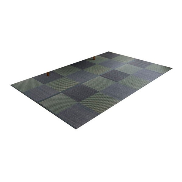 1030340131202 い草ラグ 花ござ カーペット ラグ 4.5畳 格子柄 市松柄 『DXピーア』 グレー 本間4.5畳 (約286×286cm) 裏:不織布 メーカー直送