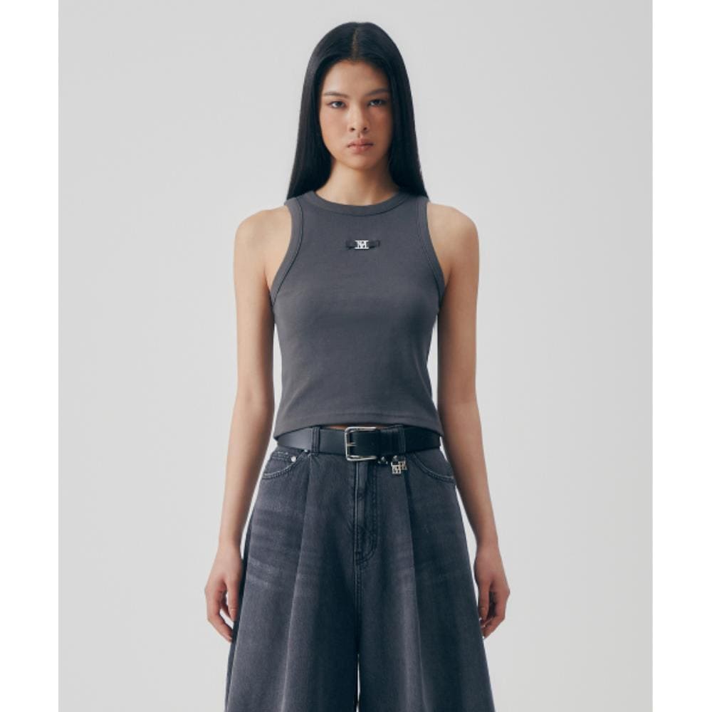 TREEMINGBIRD Metal Logo Point Basic Sleeveless Gray TM