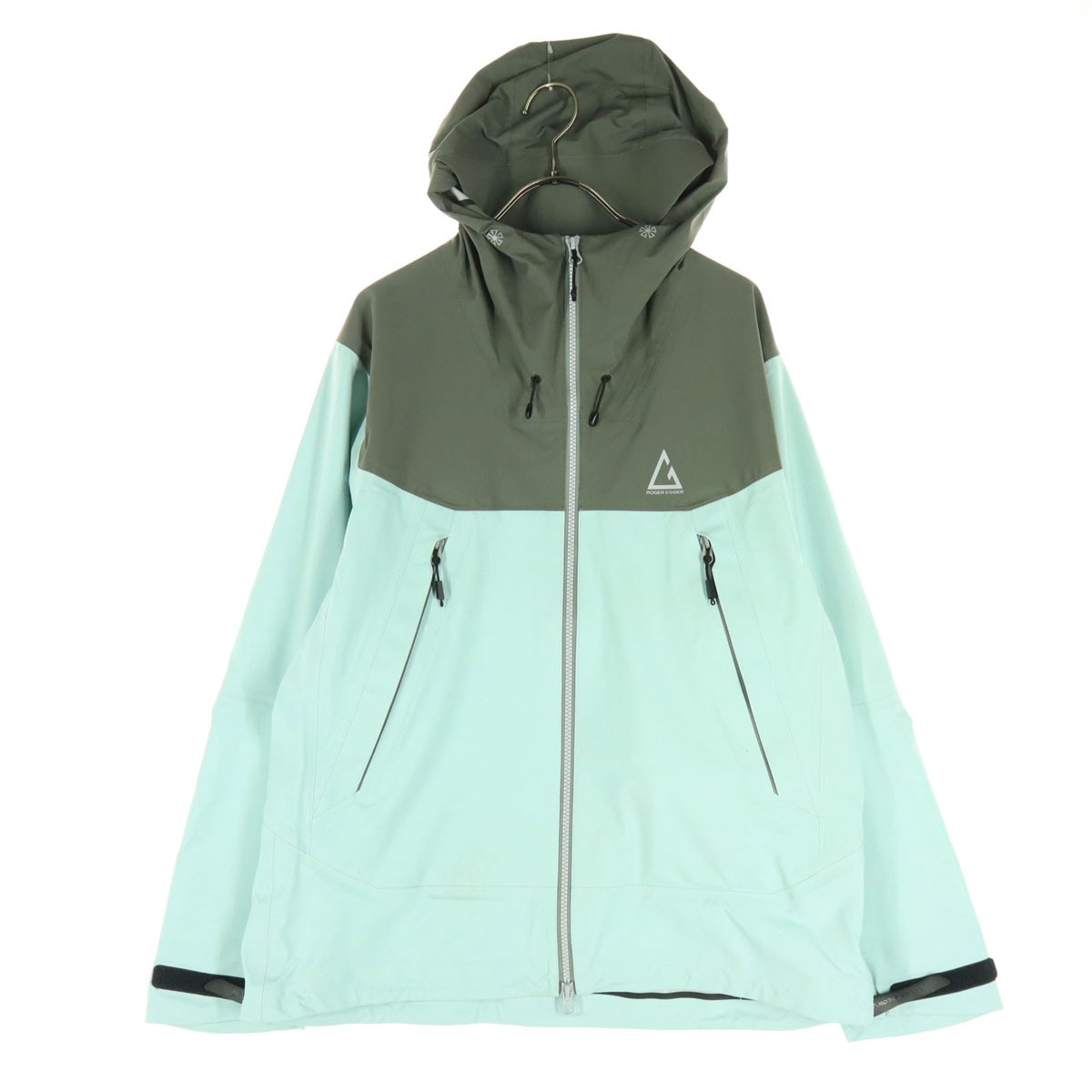 ROGER EGGER ロジャーエーガー バイカラー 長袖 ナイロンジャケット XL ブルー系 収納袋付き グレー メンズ 古着