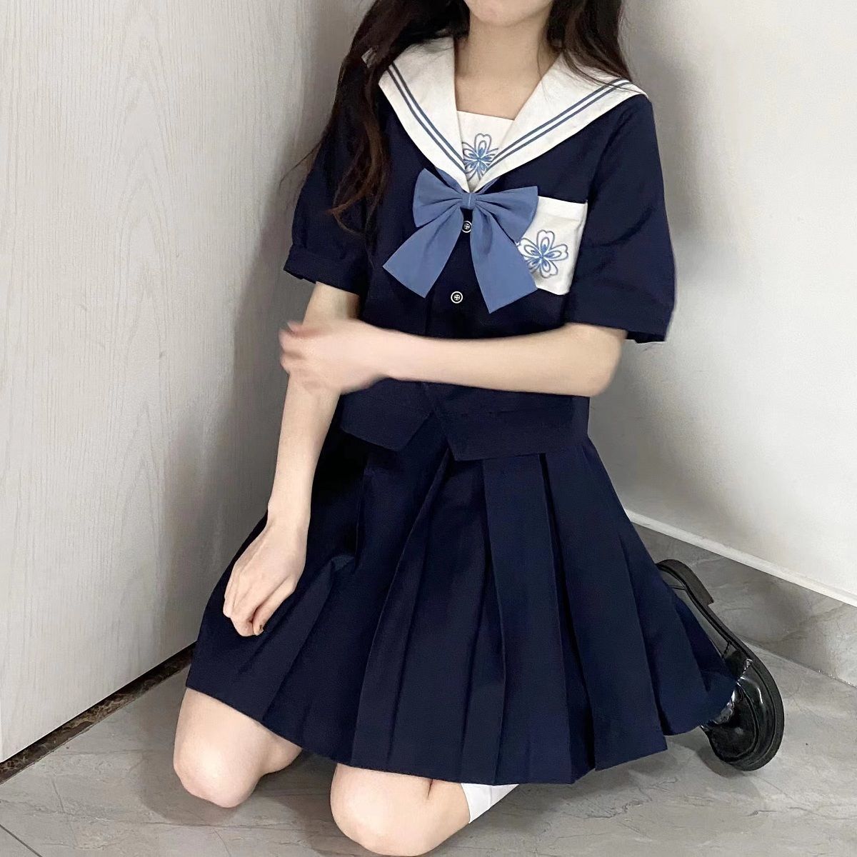 スーツセットアップスーツ ユンチュアン 制服 長袖 半スカートスーツ大学風 学校ウォーターハンド スーツ 2点セット