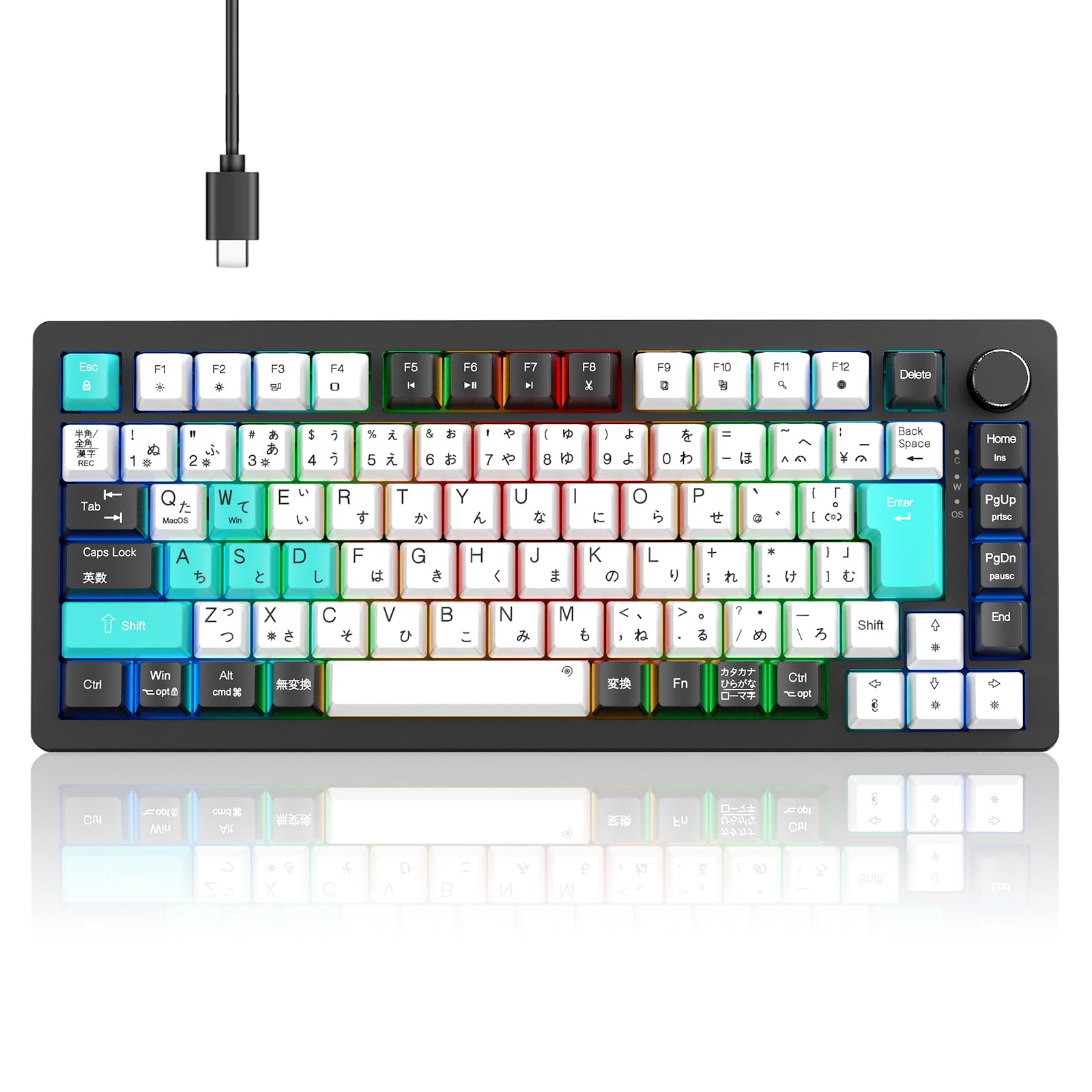 メカニカルキーボード KB820【2025年業界オリジナル開発・日本語配列とカナ印字一体】75% ガスケットゲーミングキーボード 有線 着脱式 カスタマイズキーボード USB C/A両用 82キー P