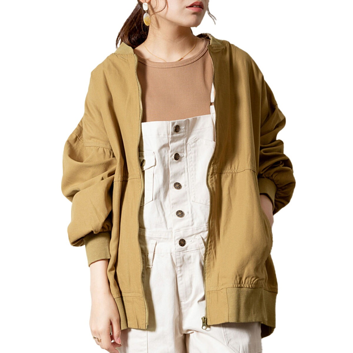 MA-1 ジャケット アウター レディース ブルゾン ボンバージャケット ロング丈 ずっと先もきっとフィットロング丈MA-1 ライトアウター フライトジャケット ジップアップ 大きいサイズ オーバ