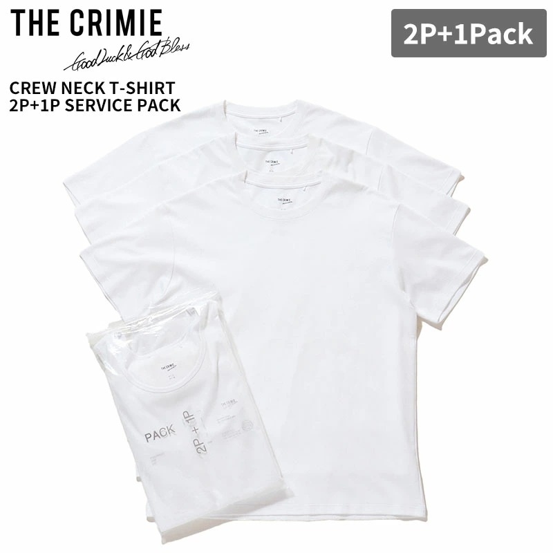 クライミー メンズ 無地Tシャツ 3枚組 THE CRIMIE クルーネックTシャツ 2枚 + 1枚 サービスパック 半袖Tシャツ CR1-02D1-CS01