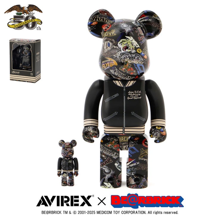 AVIREX×BE@RBRICK アヴィレックス ベアブリック 50th VARSITY 100％&400％ コラボレーション 50周年モデル ベアブリック 限定 特別 ボックス 783-597001